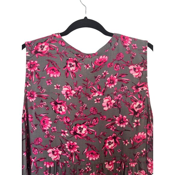 Torrid Plus Size 3X Floral Sleeveless Blouse Gray Pink - Picture 15 of 16